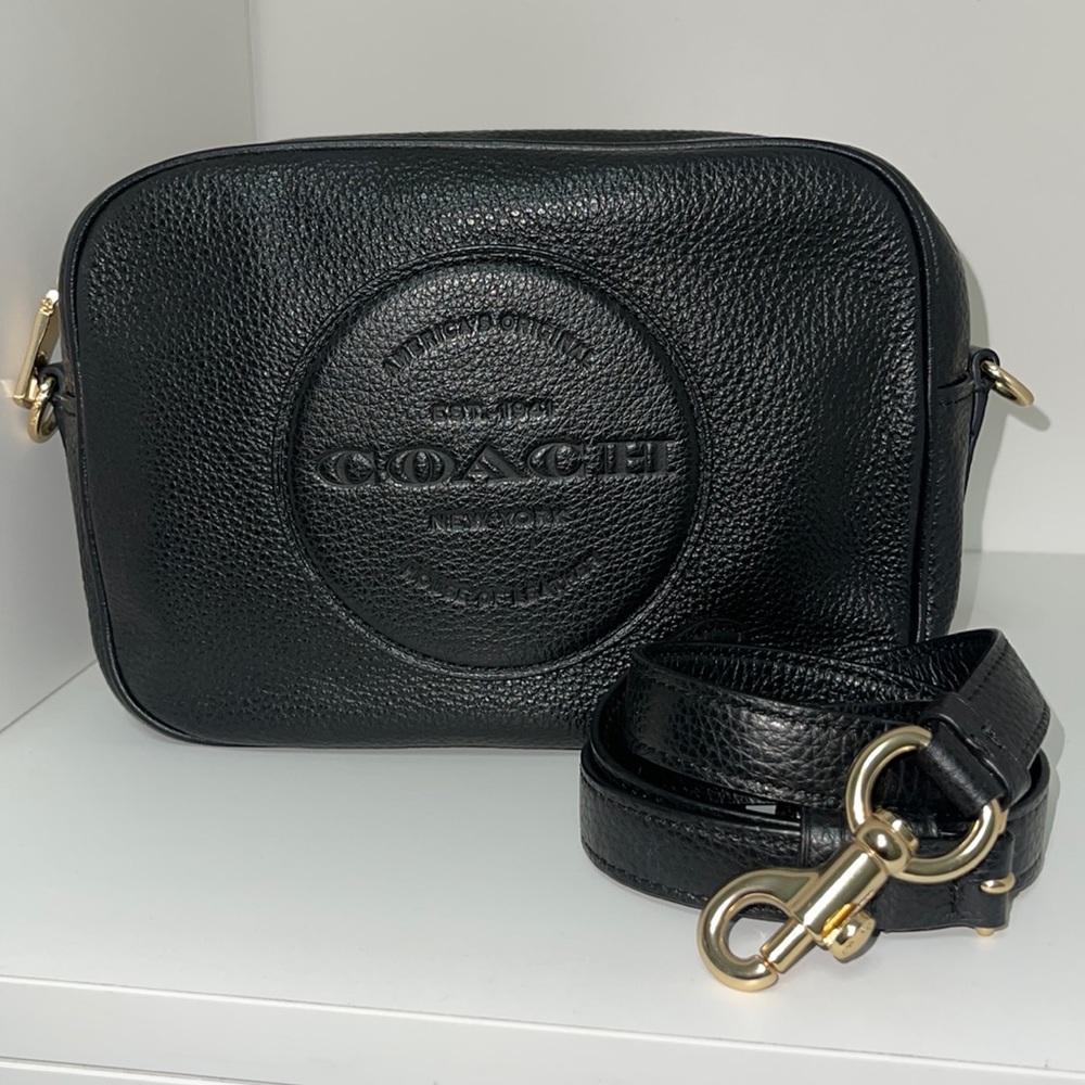Coach Black Pebbled Leather Camera Bag